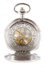David Aster Silver Patterned Half Hunter Mechanical Pocket Watch