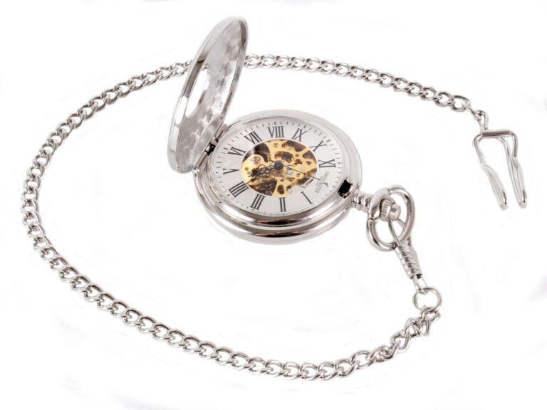 David Aster Silver Patterned Half Hunter Mechanical Pocket Watch