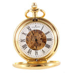 David Aster Gold Patterned Half Hunter Mechanical Pocket Watch