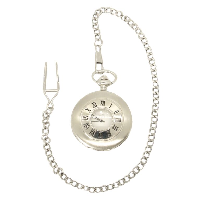 David Aster Silver & White Quartz Half Hunter Pocket Watch