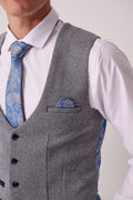Hayden Silver Blue Crossweave Waistcoat