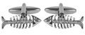 Dalaco Fish Skeleton Rhodium Cufflinks