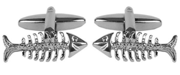 Dalaco Fish Skeleton Rhodium Cufflinks