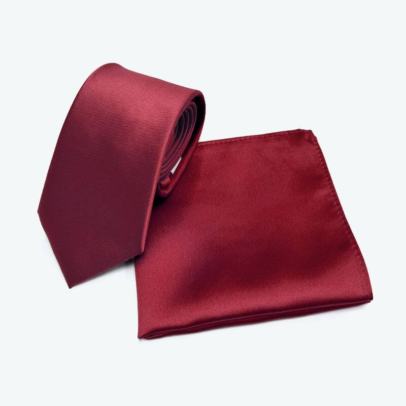 Heirloom Burgundy Satin Tie and Square