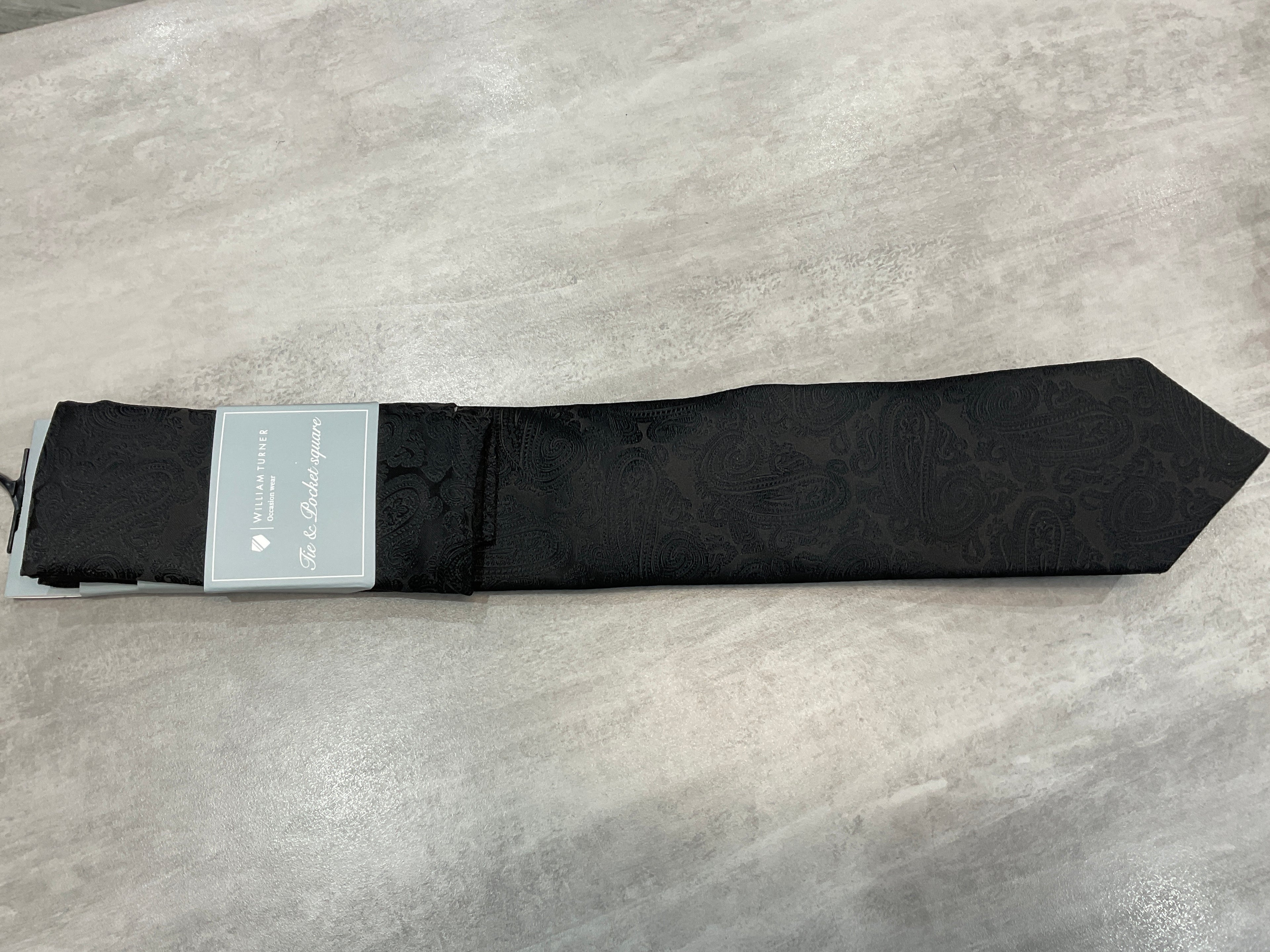 Bow Tie - William turner Black Paisley tie and square