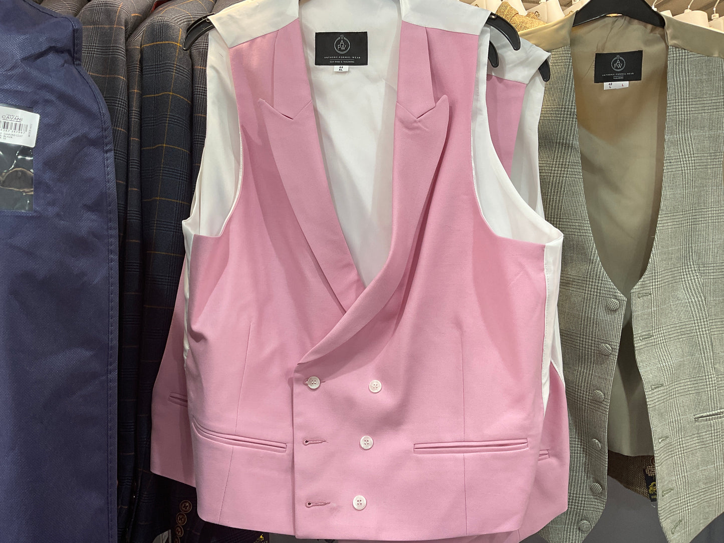 Double breasted pink waistcoat