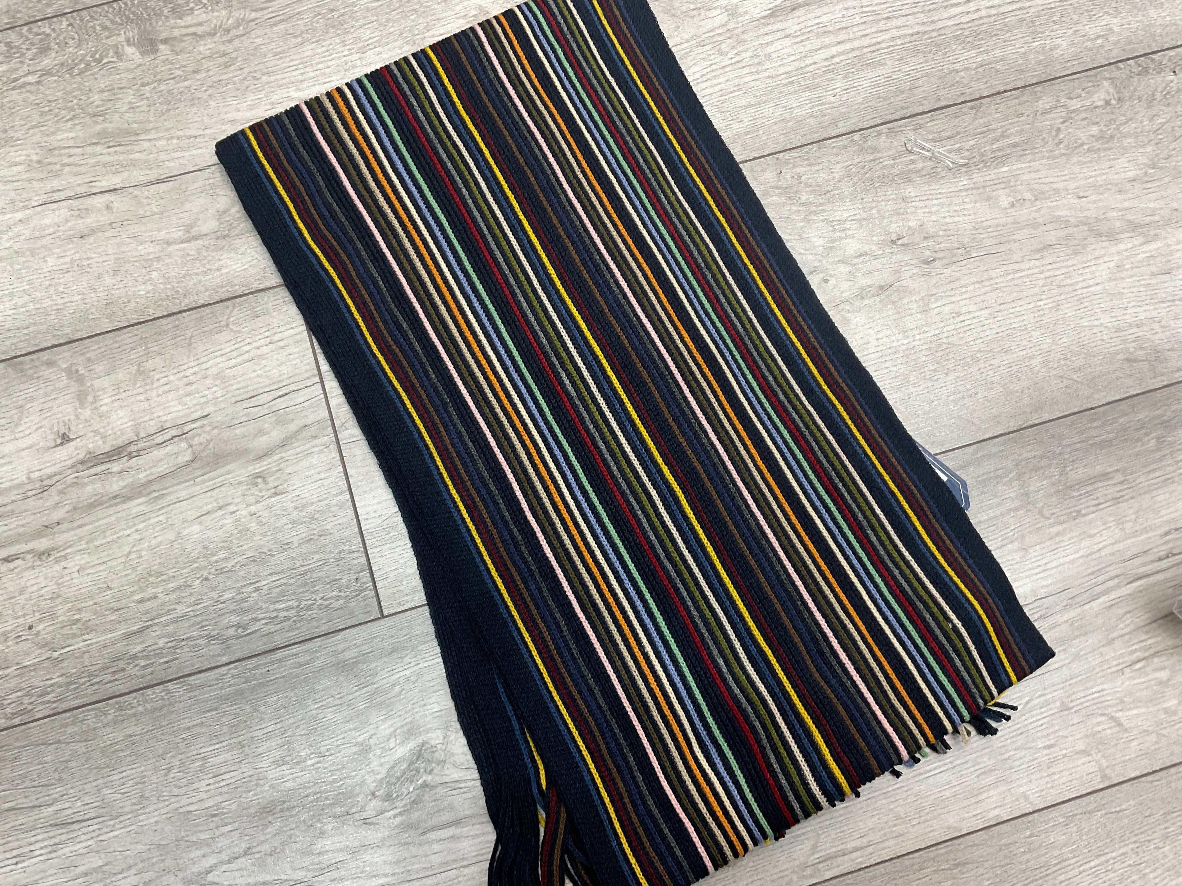 Navy Multicoloured striped scarf