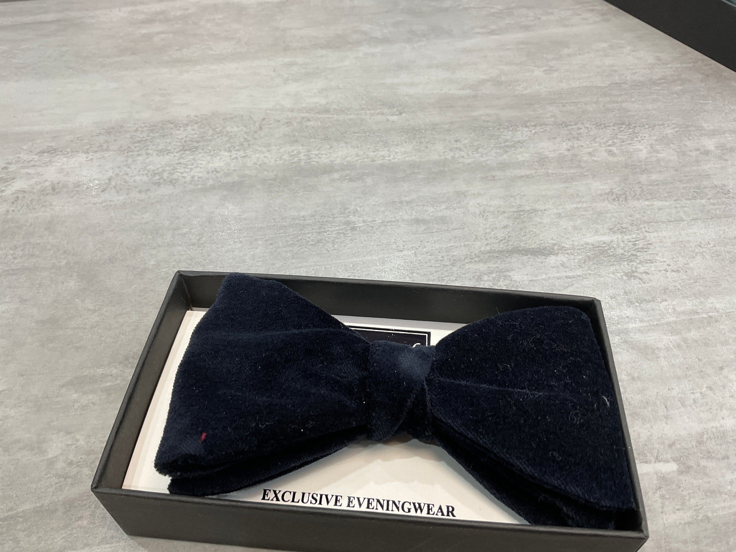 Navy velvet bow tie
