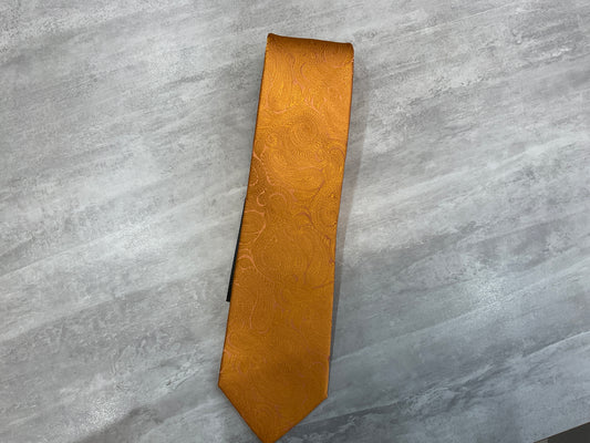 Burnt Orange Paisley Tie and pocket square - Saprano