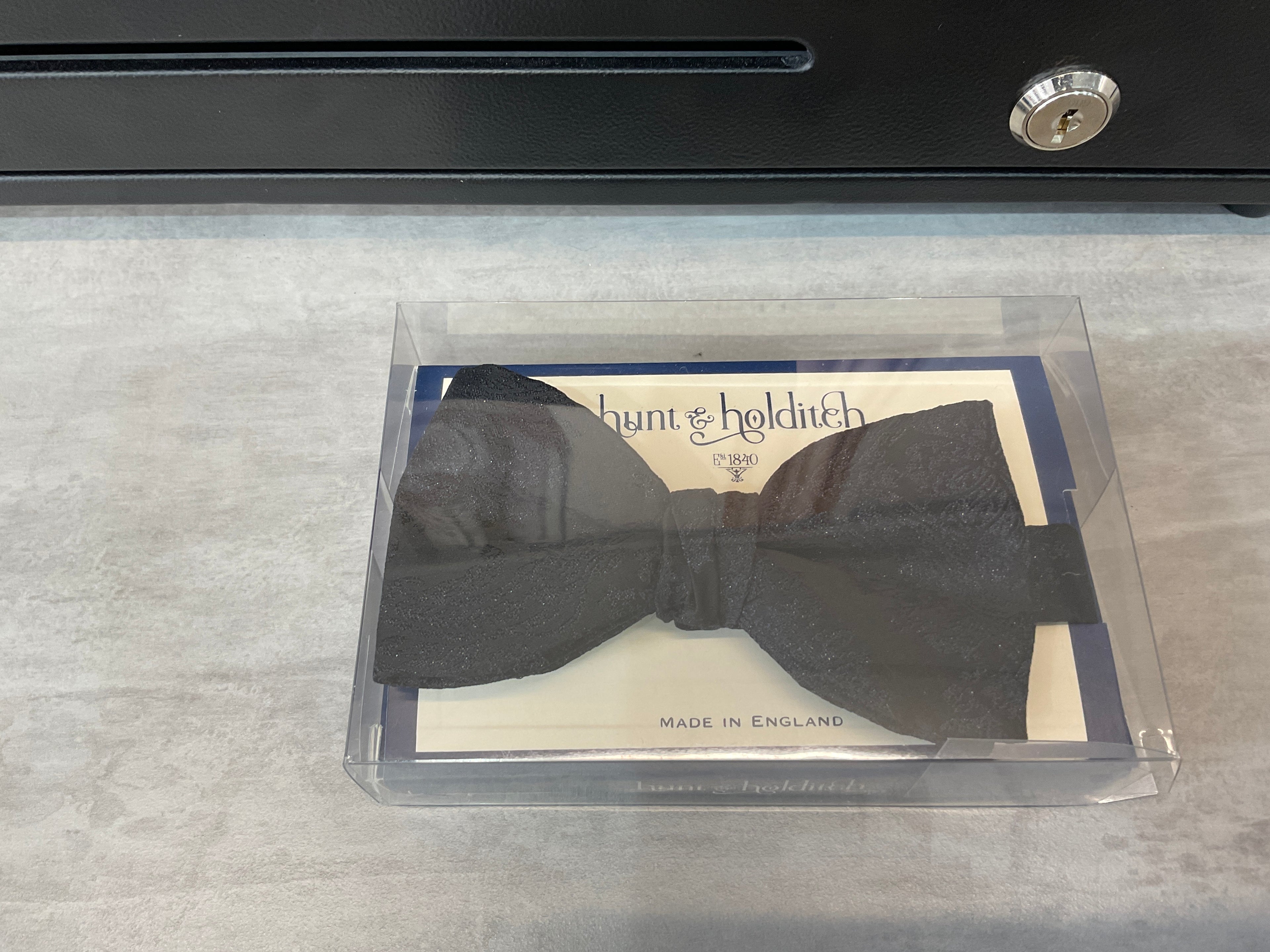 Bow Tie - Black blue sparkle flower pattern