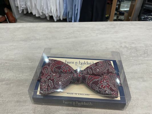 Burgundy Silver sparkle bow tie