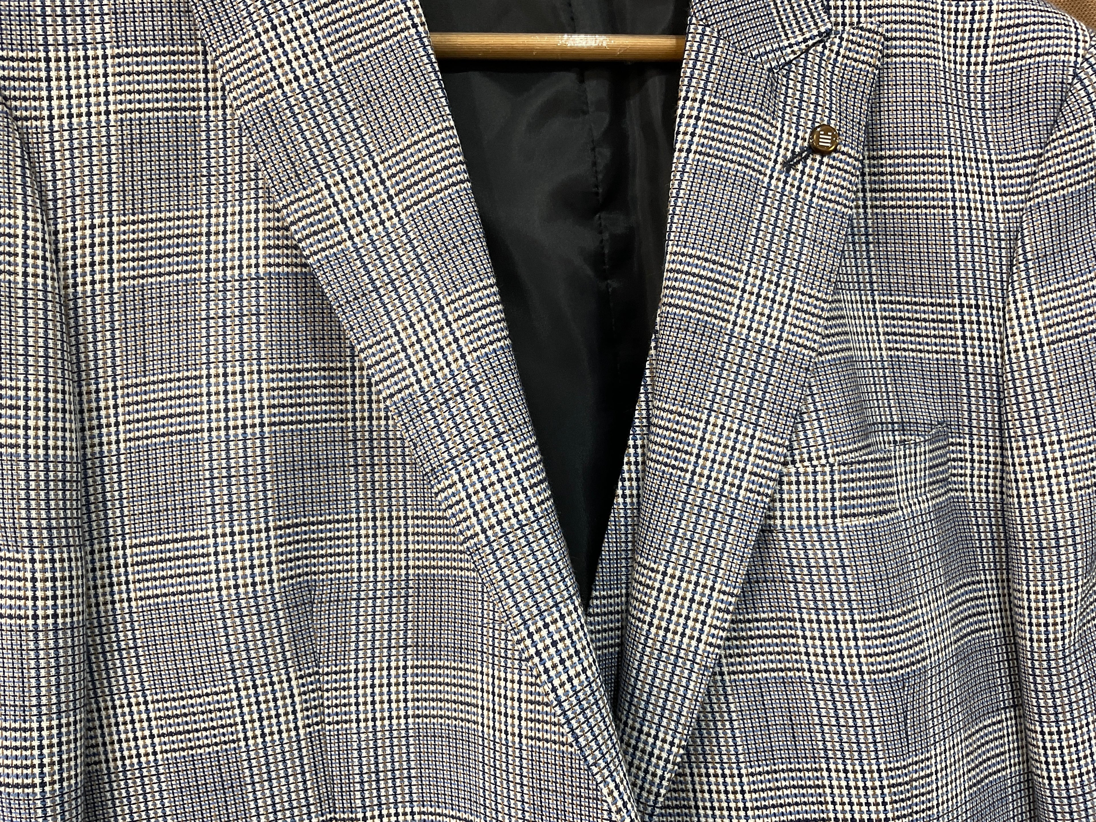Torre navy/blue check waistcoat
