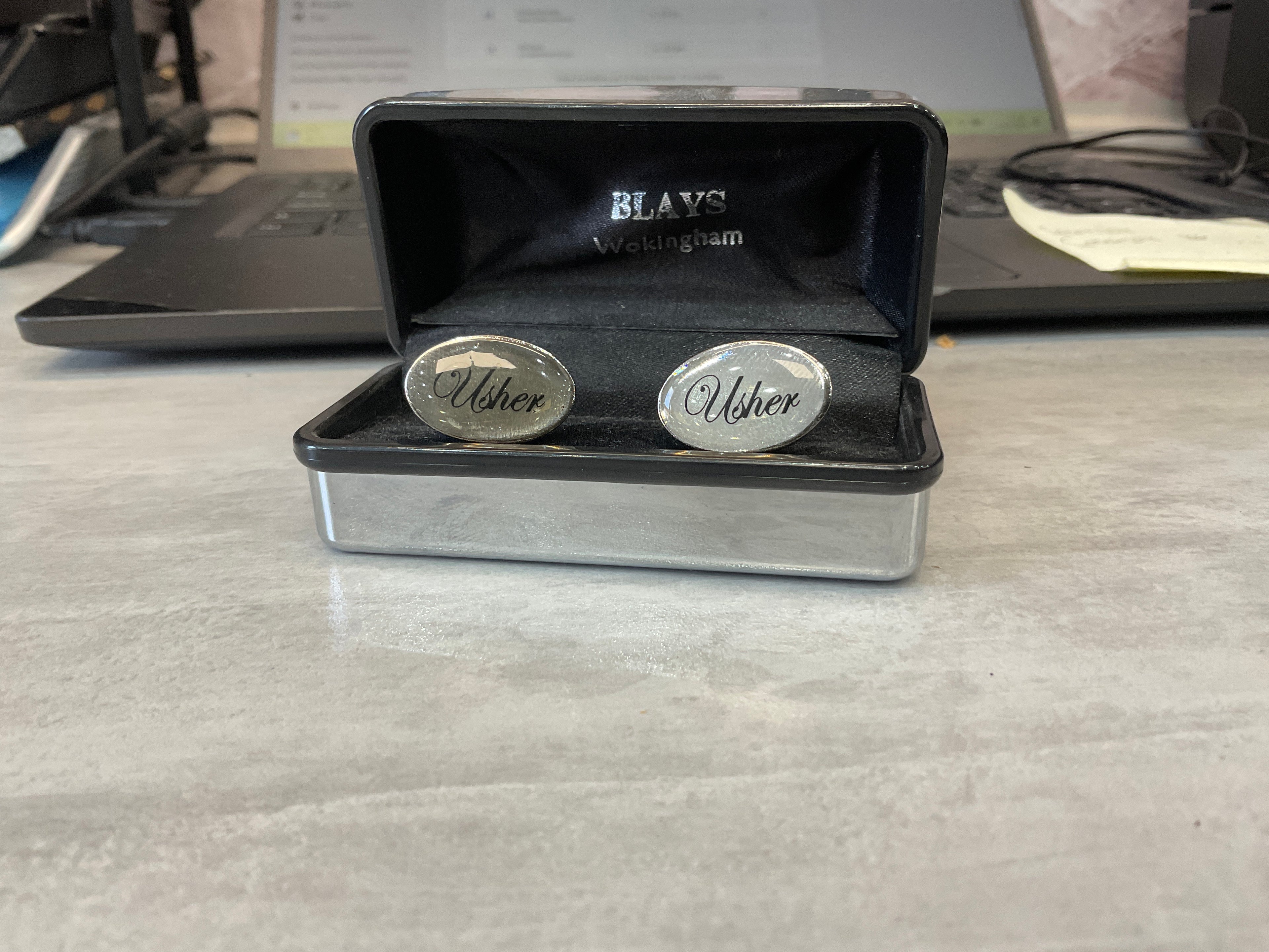 Dalaco Groom Oval Rhodium Plate Wedding Cufflinks