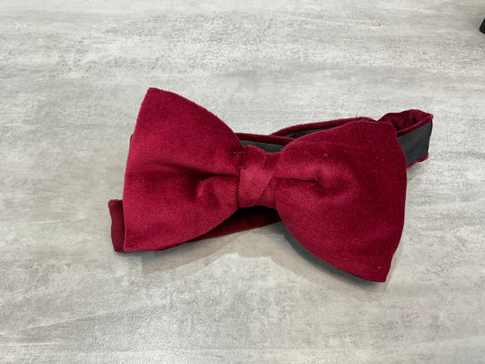 Burgundy velvet bow tie