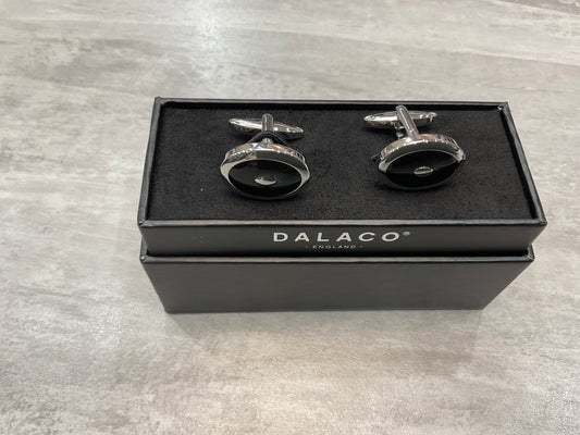 Black enamel oval cufflinks