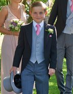 Lightweight 3 piece traditional black formal tails with grey/black Hat - Premium
