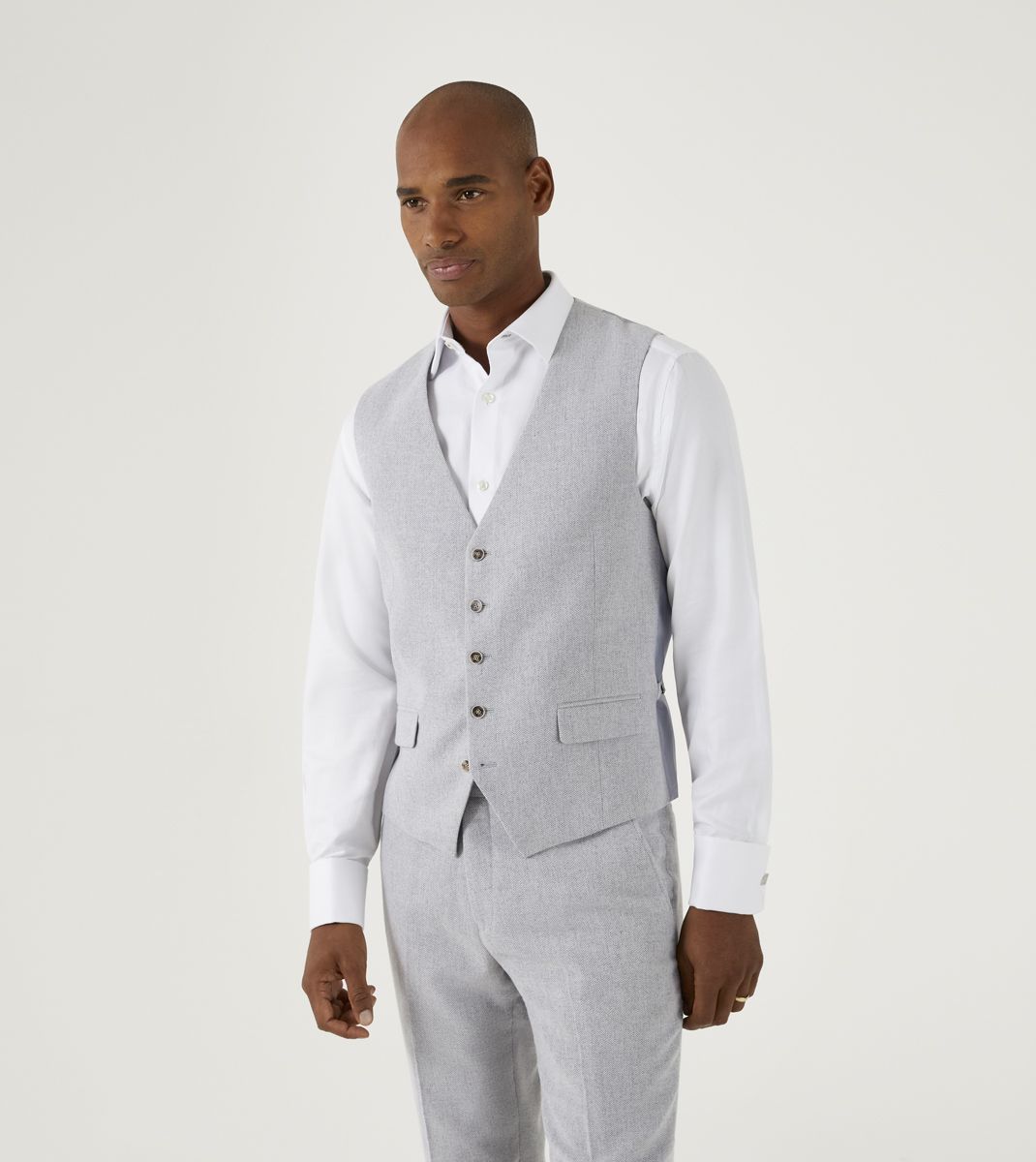 Jude Silver Herringbone Waistcoat