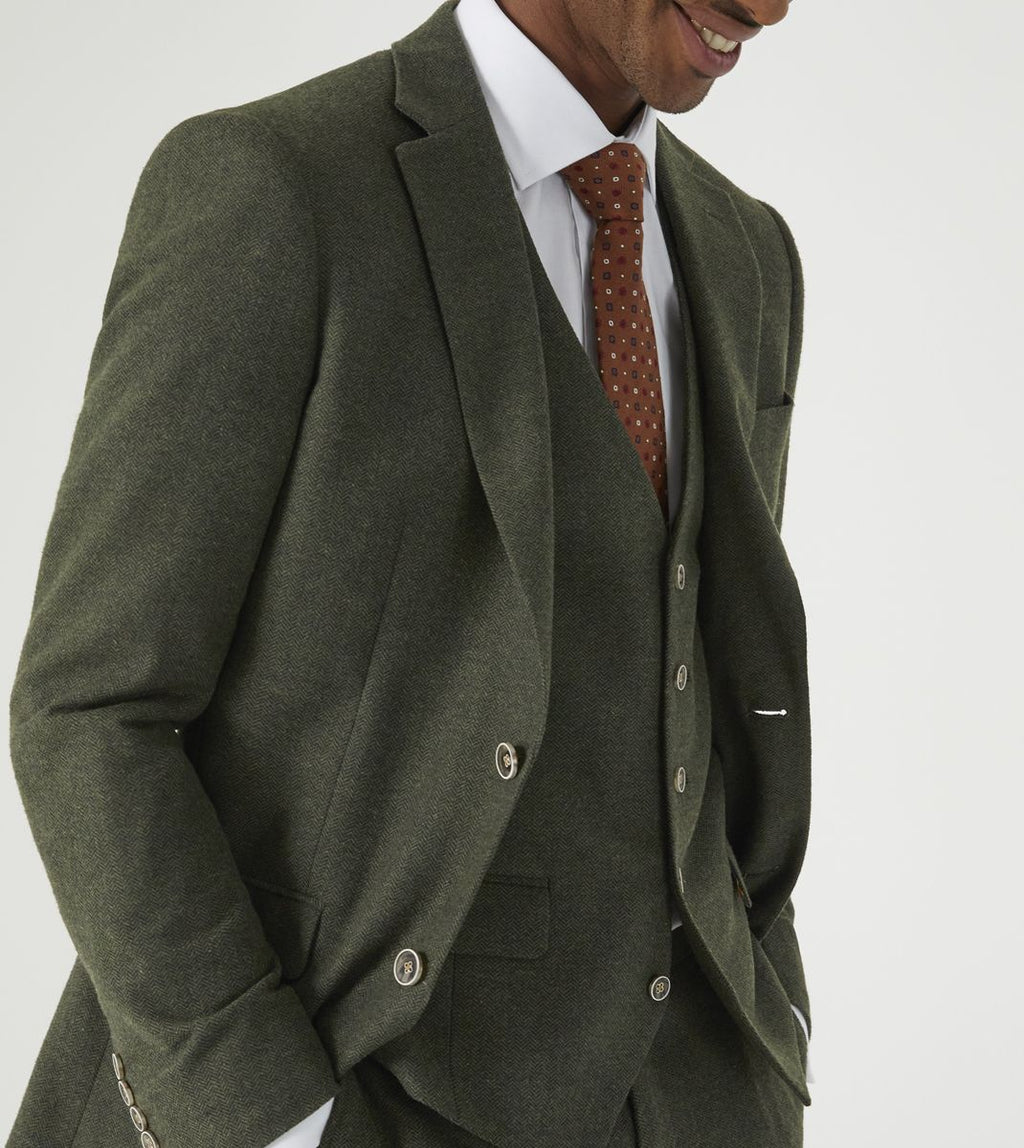 Jude Olive Herringbone Jacket