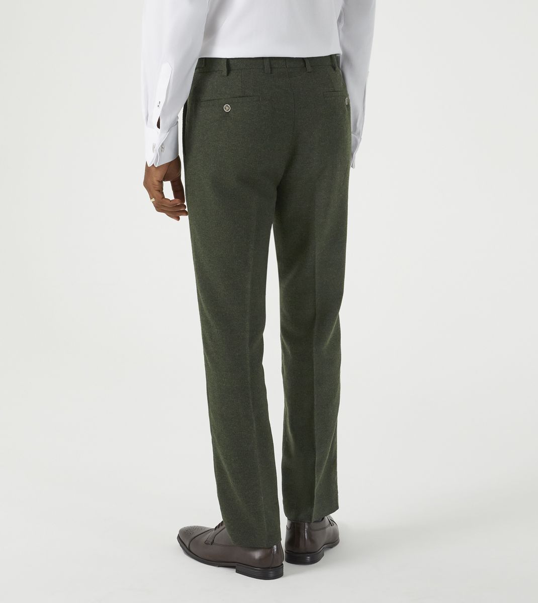 Jude Olive Herringbone Trousers