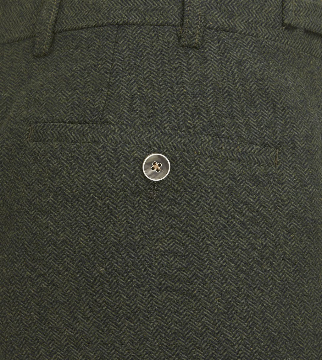 Jude Olive Herringbone Trousers