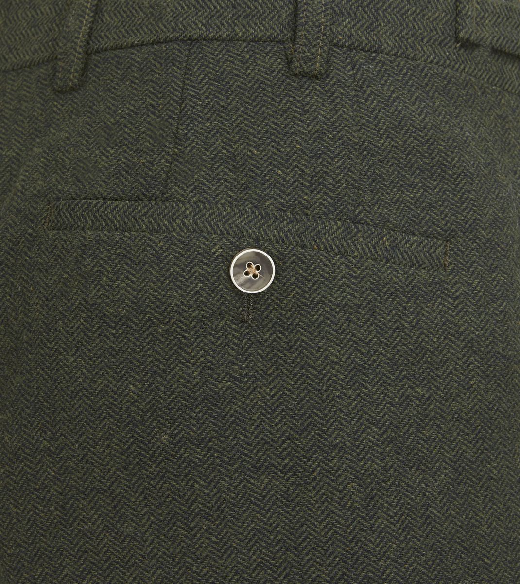 Jude Olive Herringbone Trousers