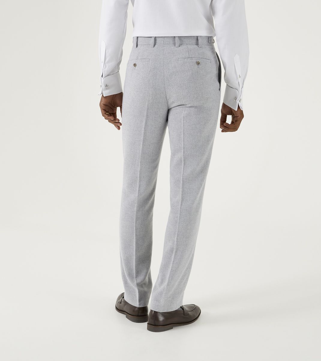 Jude Silver Herringbone Trousers