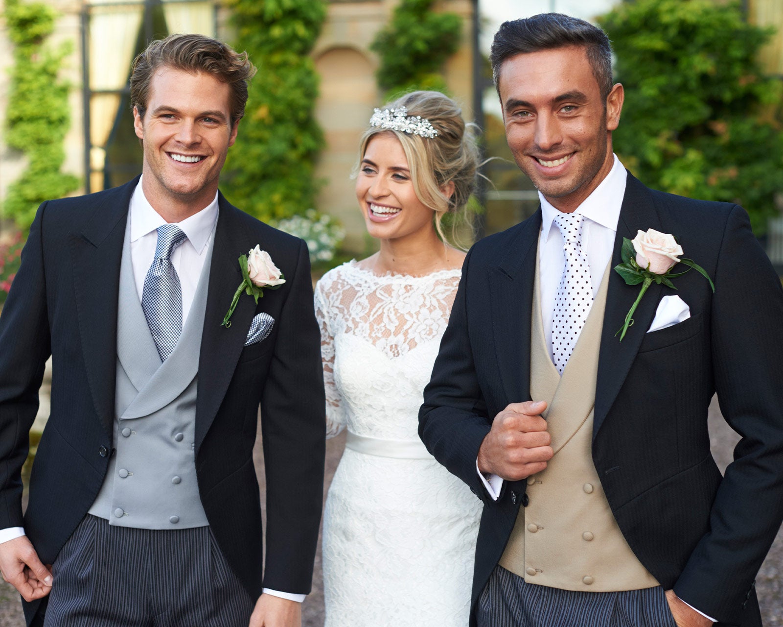 Lightweight 3 piece traditional black formal tails with grey/black Hat - Premium