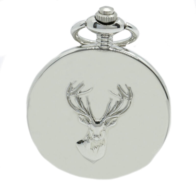 David Aster Stag Embossed Quartz Full Hunter Pocket Watch