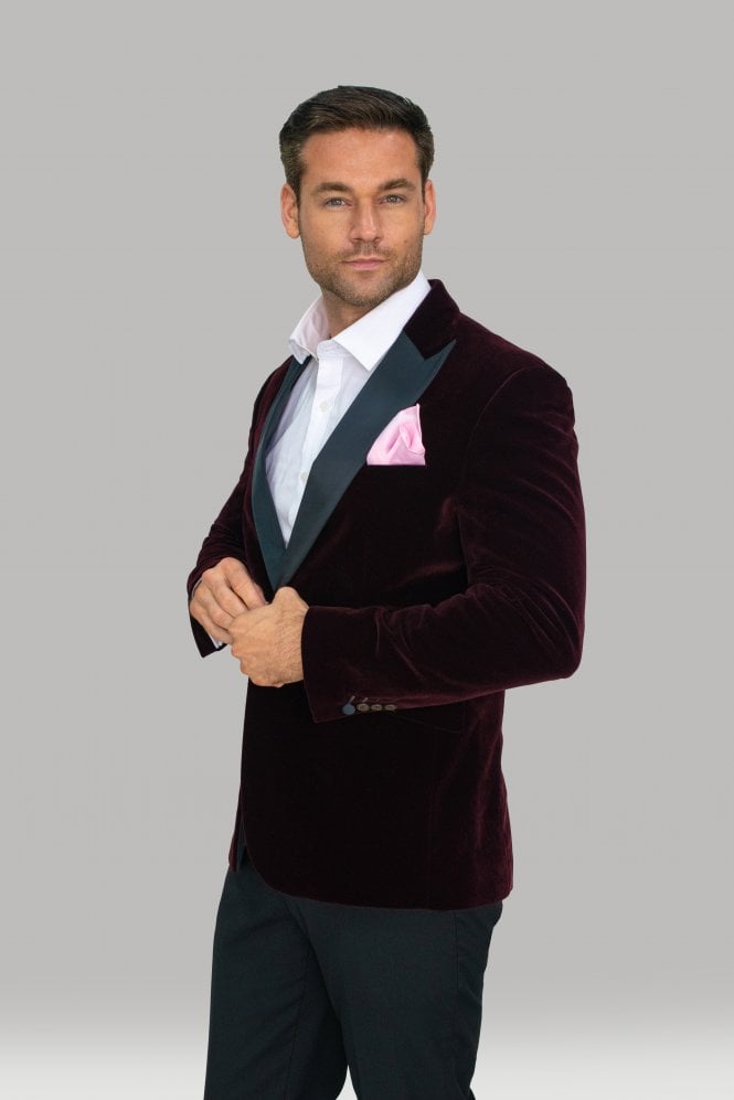 Wine Velvet Blazer- Rosa