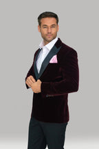 Wine Velvet Blazer- Rosa