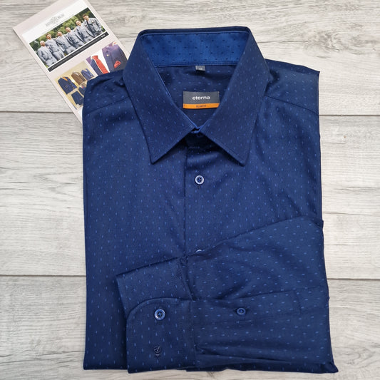 Eterna Slim Fit Navy Dots