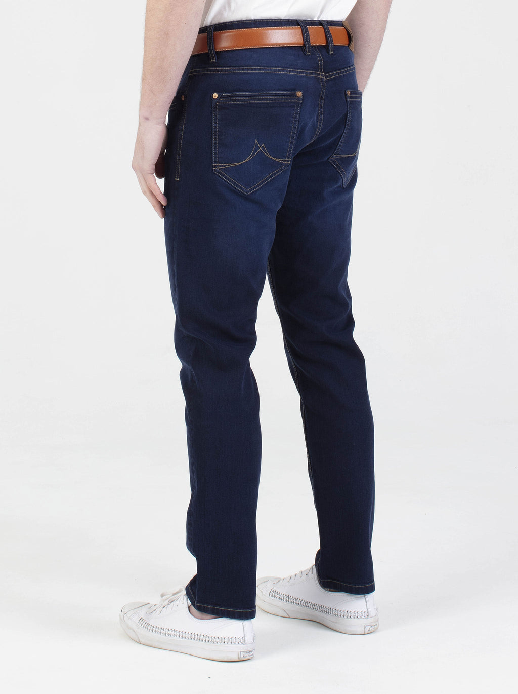 Stretch mens fashion navy tapered fit denim jean mish mash