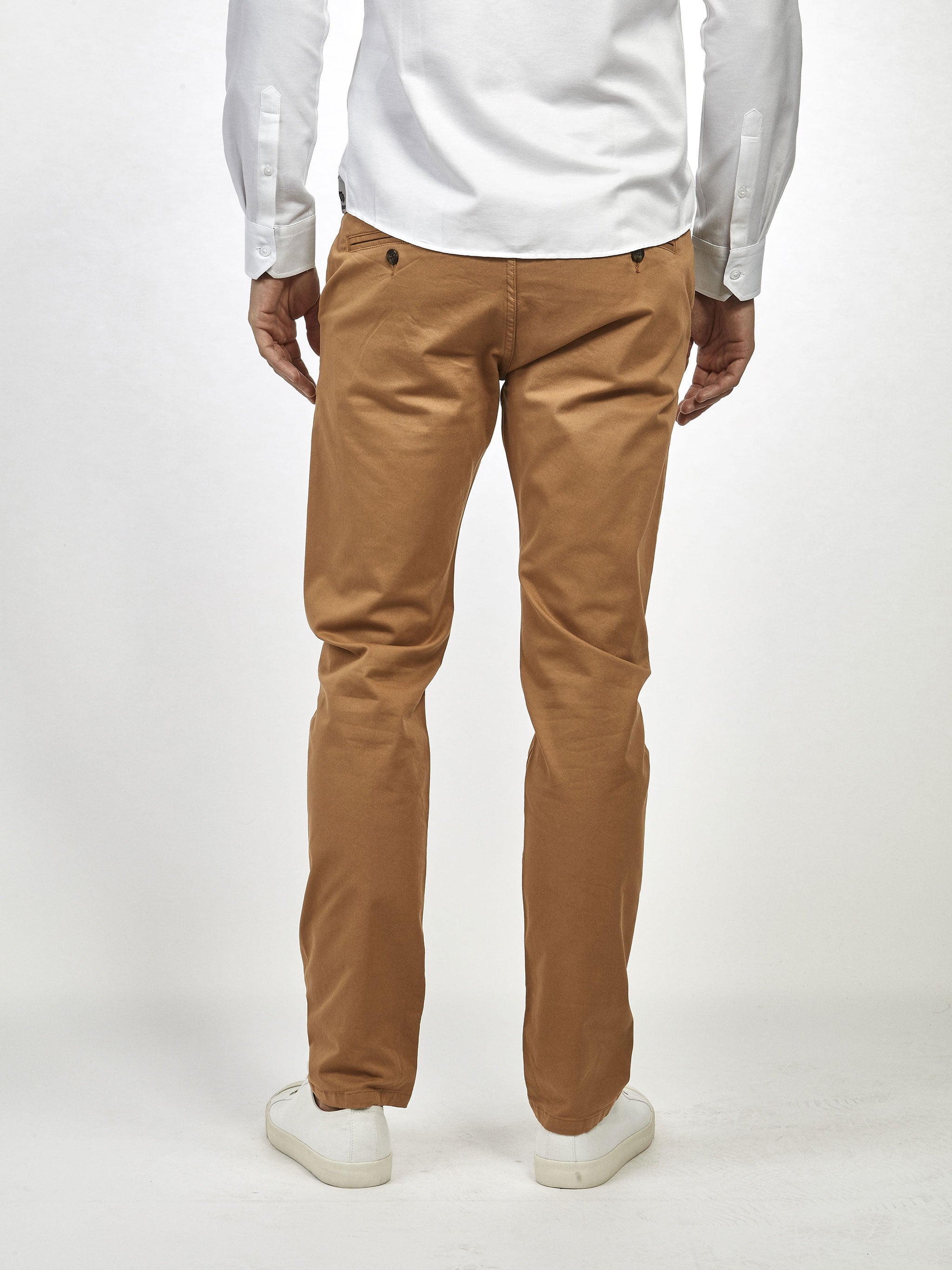 Cotton stretch mens chino trouser tobacco mish mash jeans