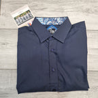 Life and Limb Navy Shirt With Contrast Detail Collar