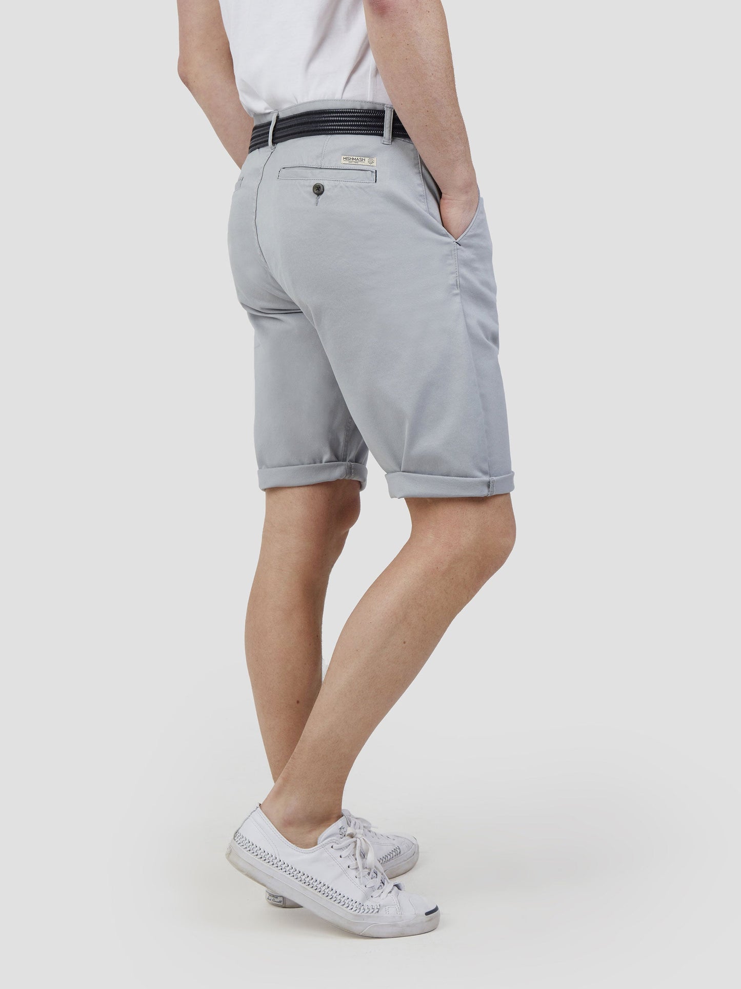 Regular fit mens classic chino shorts for summer cotton grey stretch mish mash jeans