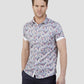 Regular fit mens floral print smart off white short sleeve shirt mish mash jeans