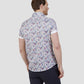 Regular fit mens floral print smart off white short sleeve shirt mish mash jeans