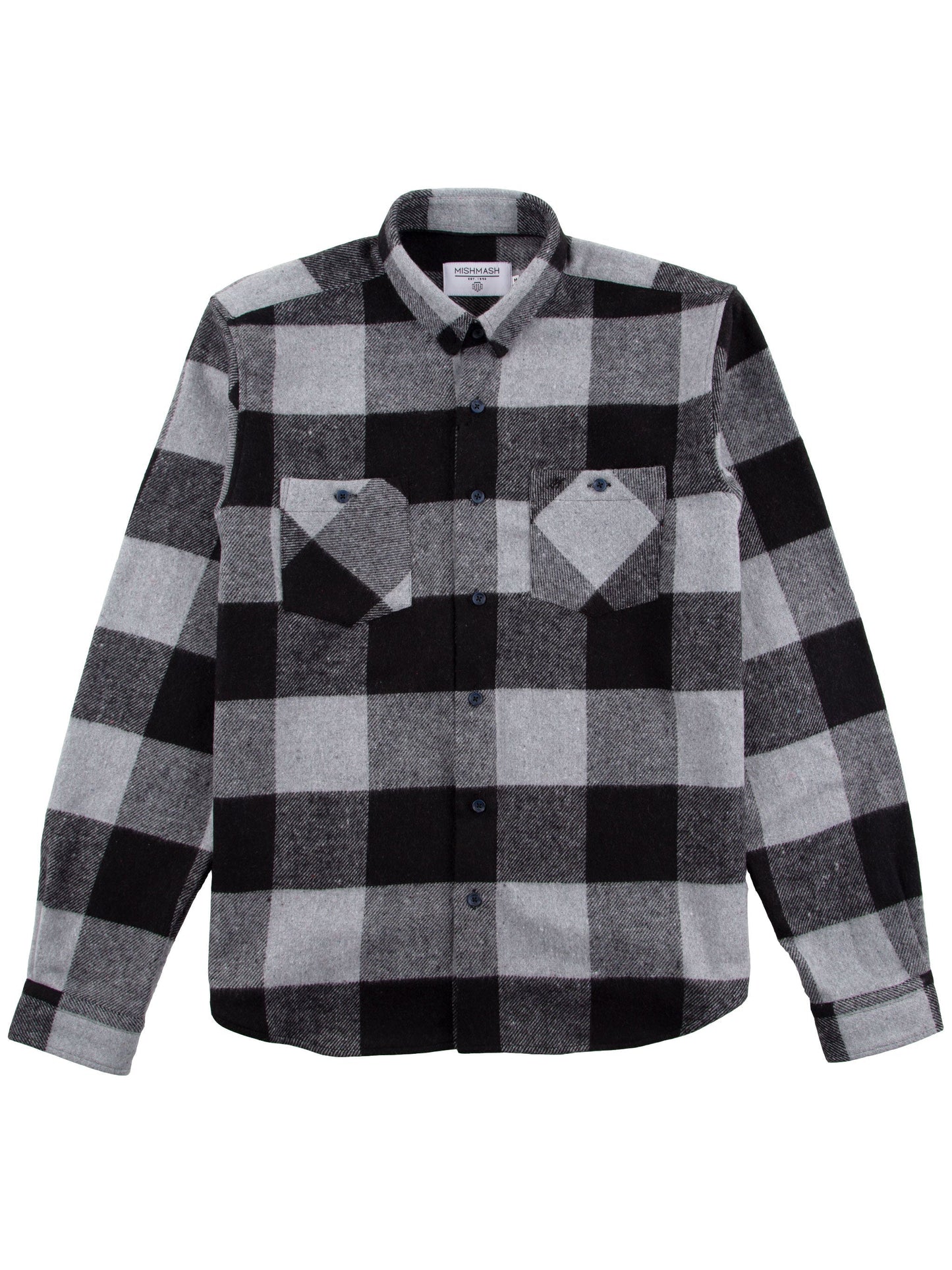Regular Fit Hammer Grey/Black Brushed Check Long Sleeve Shirt