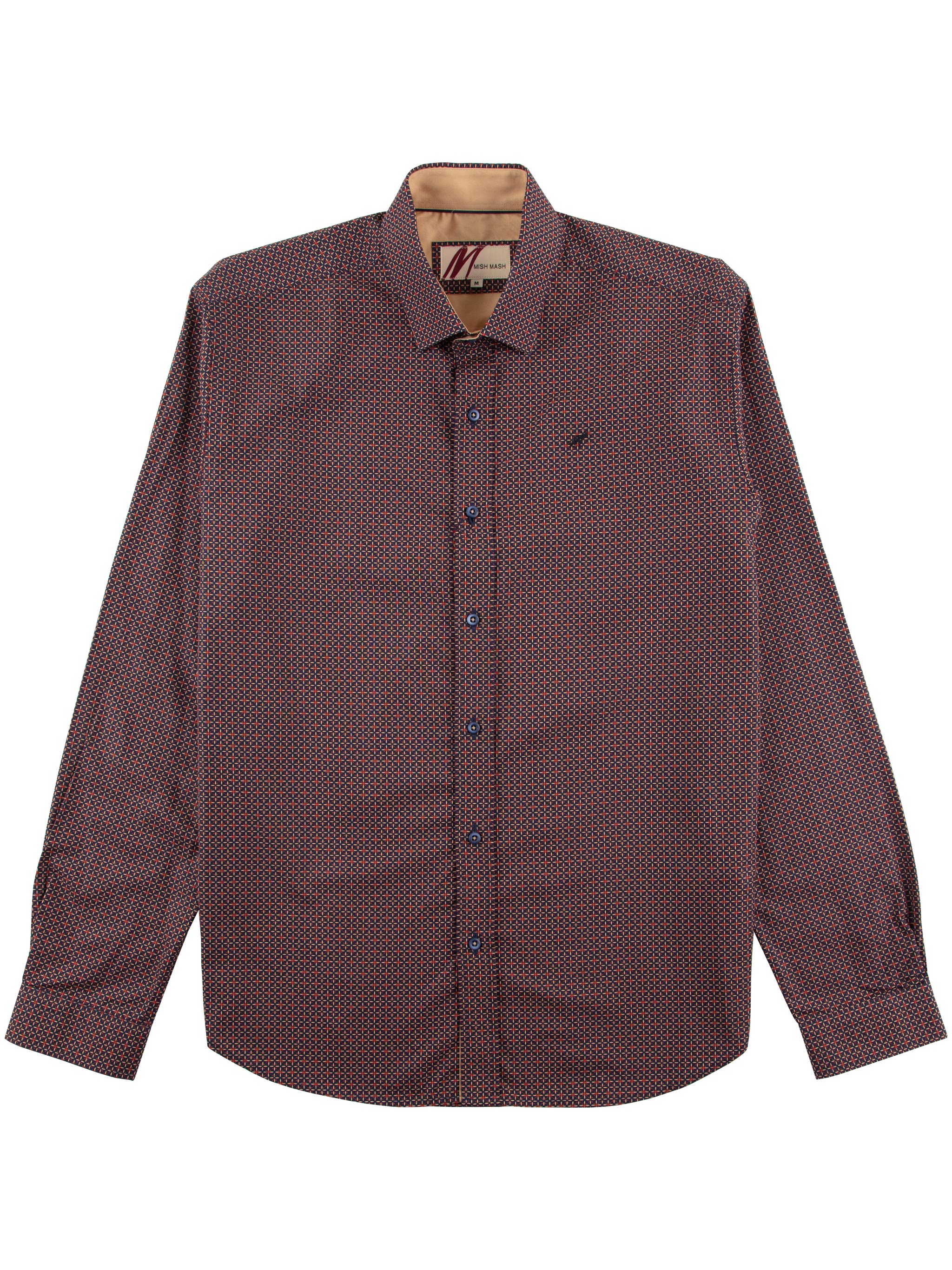 Regular Fit Matador Navy/Cinnamon Printed Long Sleeve Shirt