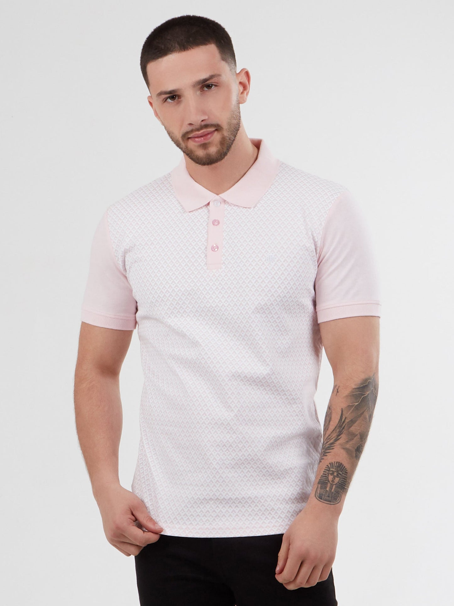 Regular Fit Sirus Soft Pink Printed Jersey Polo