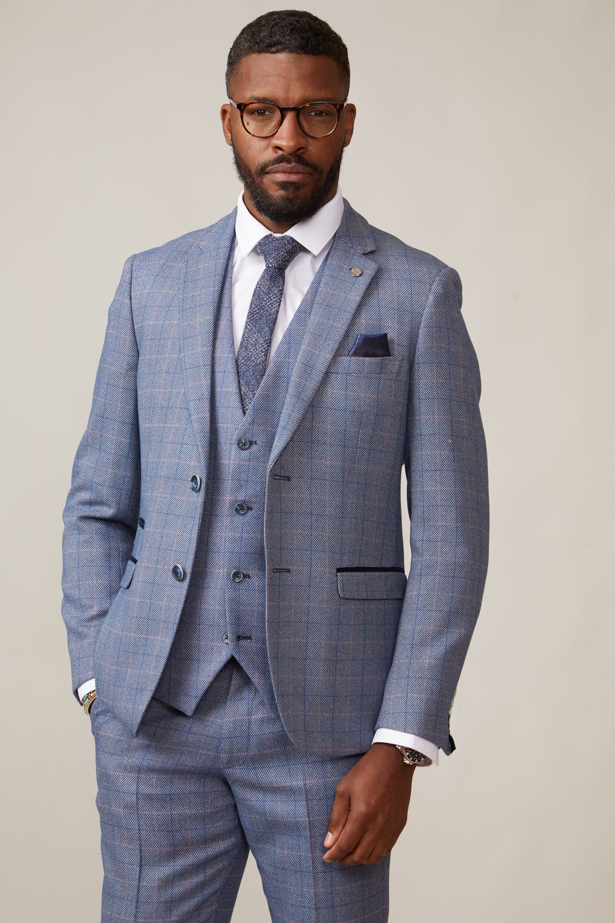 Blue checked hotsell tweed suit