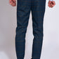 Man wearing men's JENSON - Marine Navy Check Trousers - Marc Darcy Menswear