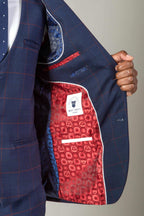 EDINSON - Navy Wine Check Jacket