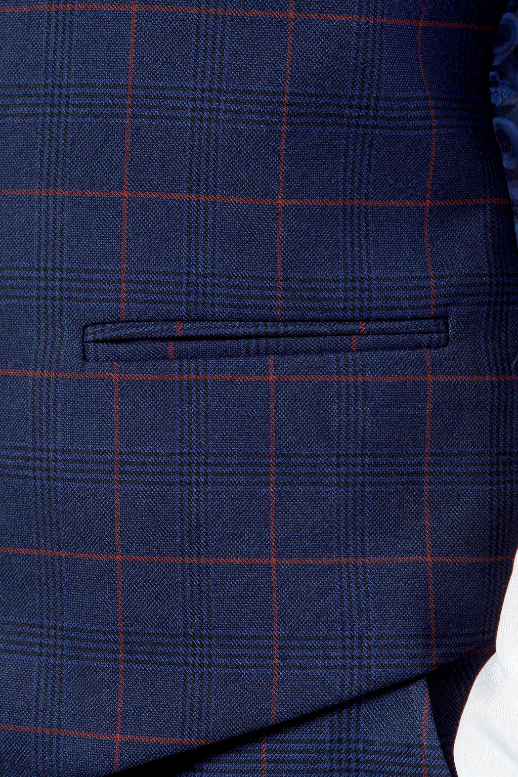 EDINSON - Navy Wine Check Single Breasted Waistcoat