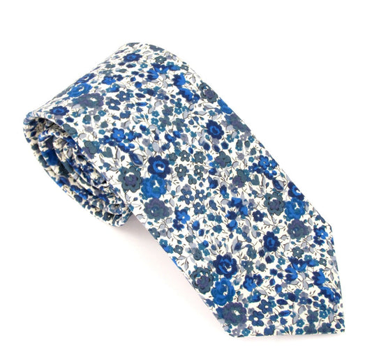 Emma & Georgina Blue Cotton Tie Made with Liberty Fabric 
