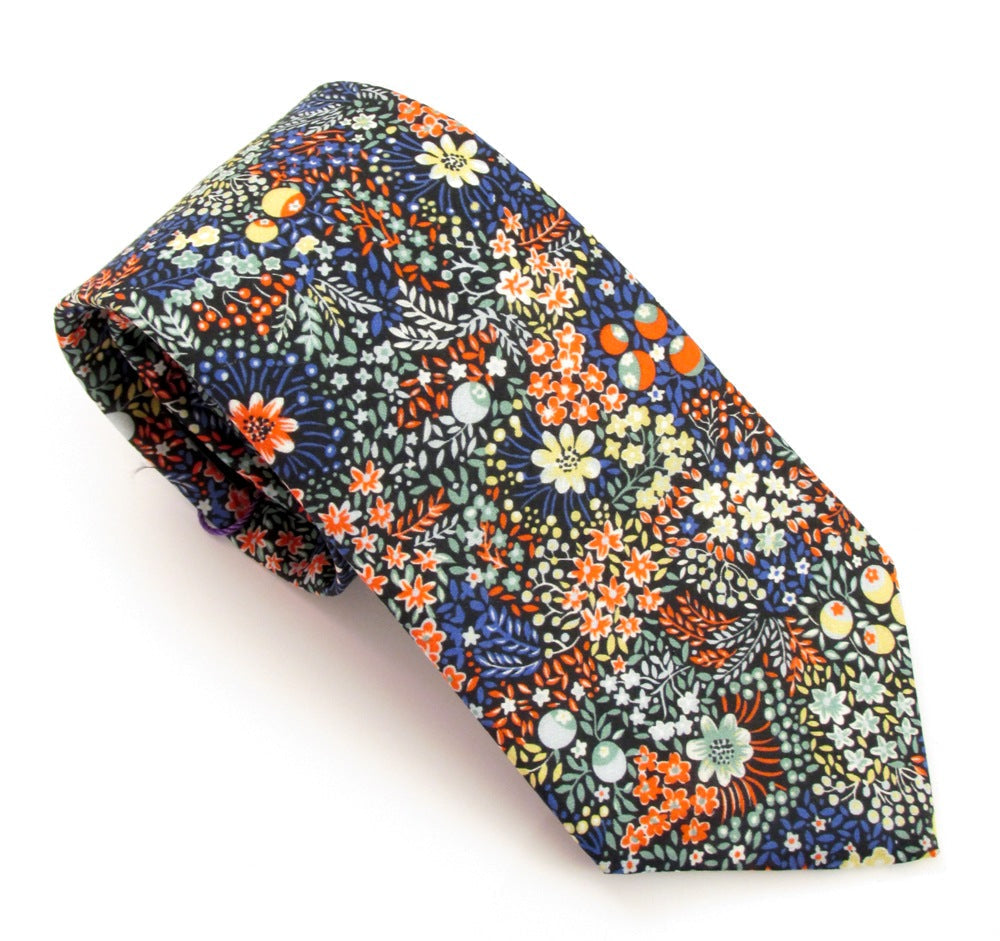 Elderberry Cotton Tie Made with Liberty Fabric