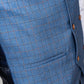 Close-up of George light blue three piece suit - Marc Darcy