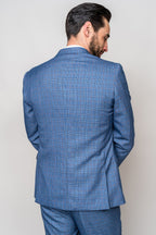 Man wearing George light blue three piece suit - Marc Darcy