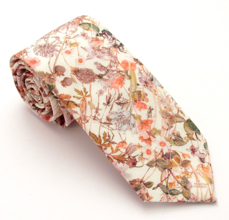 Wild Flowers Pink Cotton Tie Made with Liberty Fabric 