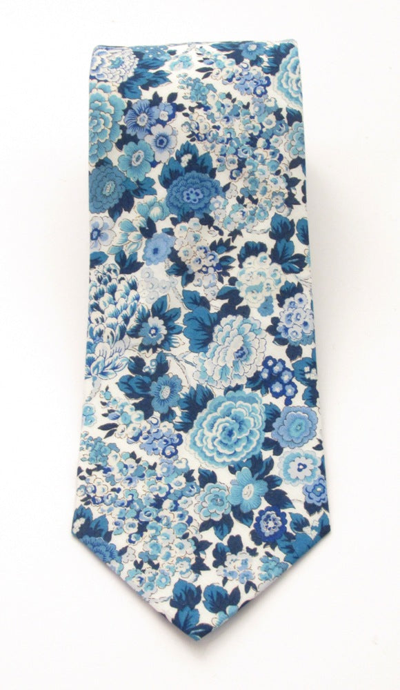Elysian Day Blue Cotton Tie Made with Liberty Fabric